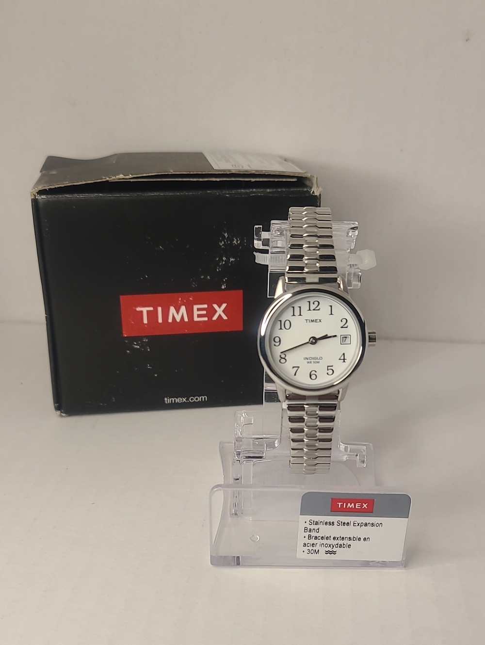 Timex Easy Read Silver Stainless Steel Watch with White Dial